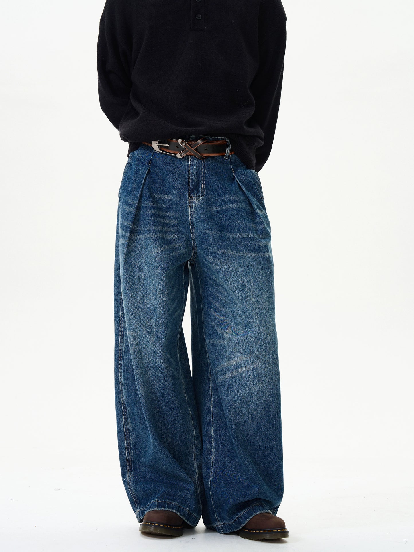 TJ10047 Baggy Wide Jeans/ Pleat Drift