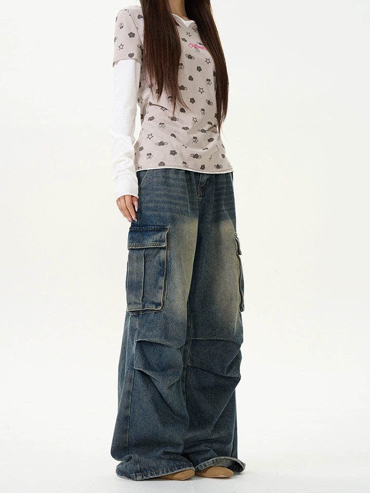 TJ10049 Baggy Cargo Jeans/ Vintage Drift
