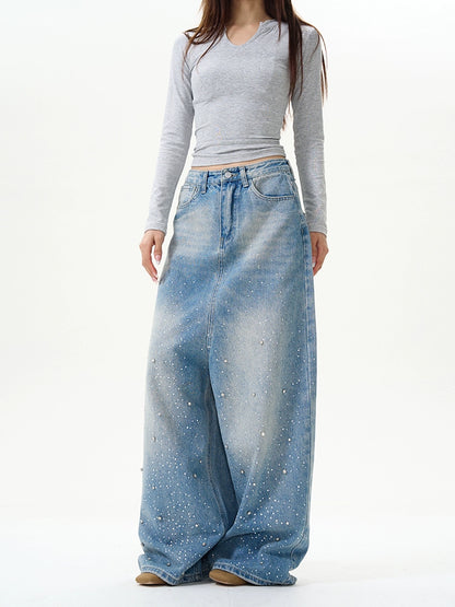TJ10119 Diamond Wide-Leg Jeans