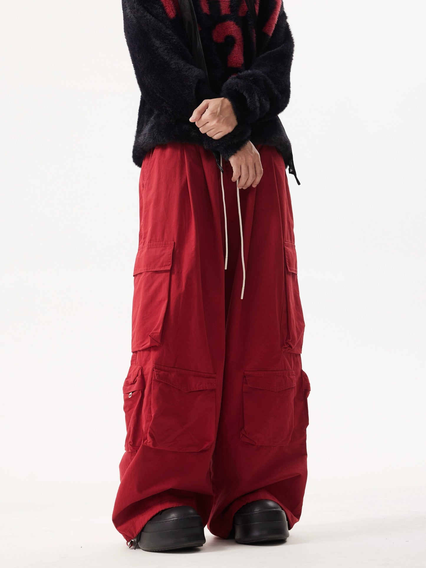 TJ10131 Multi-Pocket Wide-Leg Cargo Pants