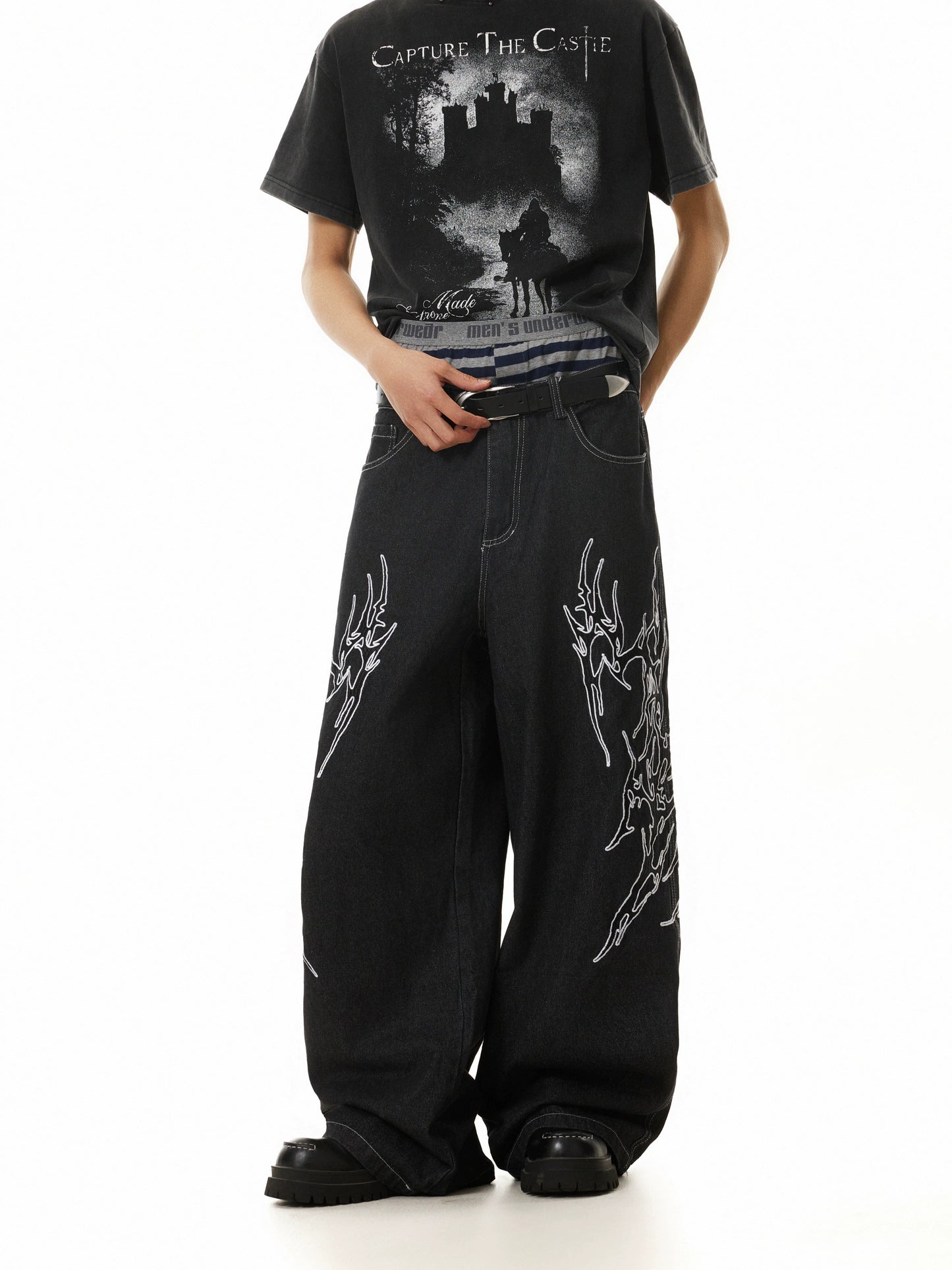 TJ10112 Baggy Frostburn Embroidered Trousers