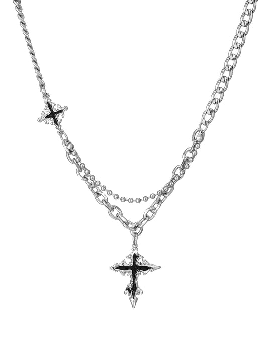 Cross pendant men's necklace fashion brand versatile men's trend boy hip hop niche high-end sense chain accessories