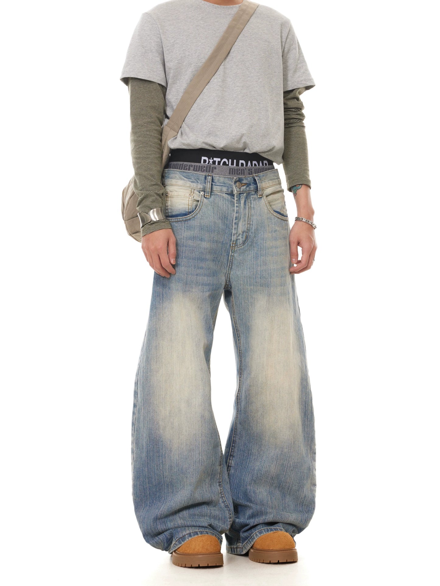 TJ10118 Baggy Retro Blue Washed Jeans