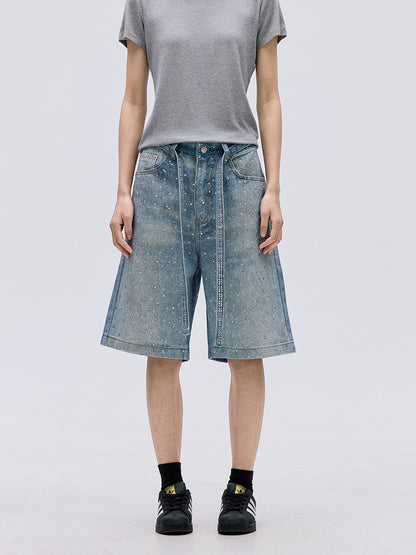 TJ10103 Baggy Starry Diamond Jeans Shorts