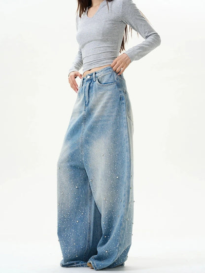 TJ10119 Diamond Wide-Leg Jeans