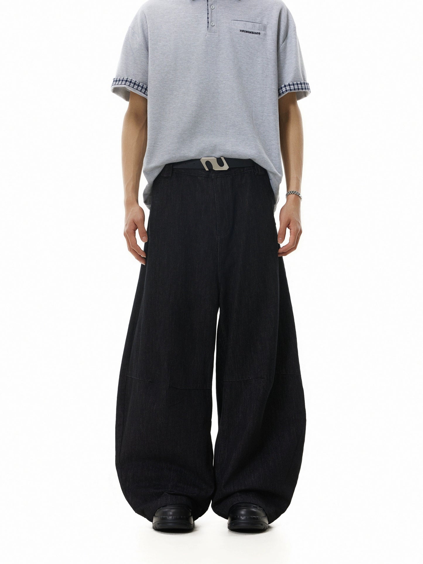 TJ10147 Baggy American Retro Pleated Jeans