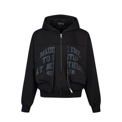 HS10036 Oversized hoodie/ college double zip