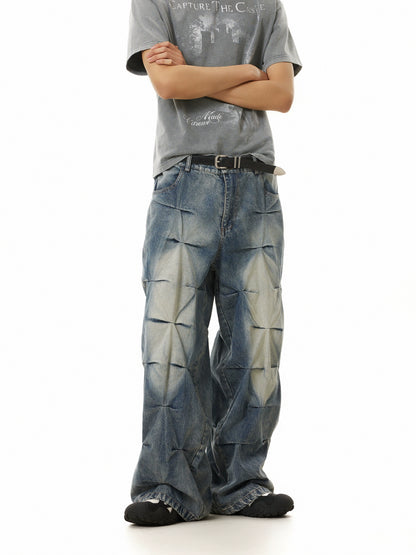 TJ10111 Baggy Allover Pleated Jeans
