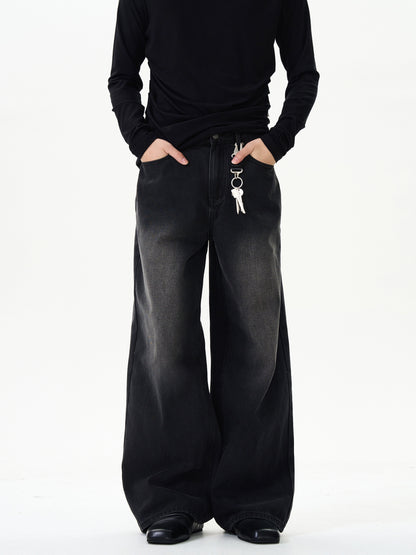 TJ10048 Baggy Jeans/ Classic Black Washed