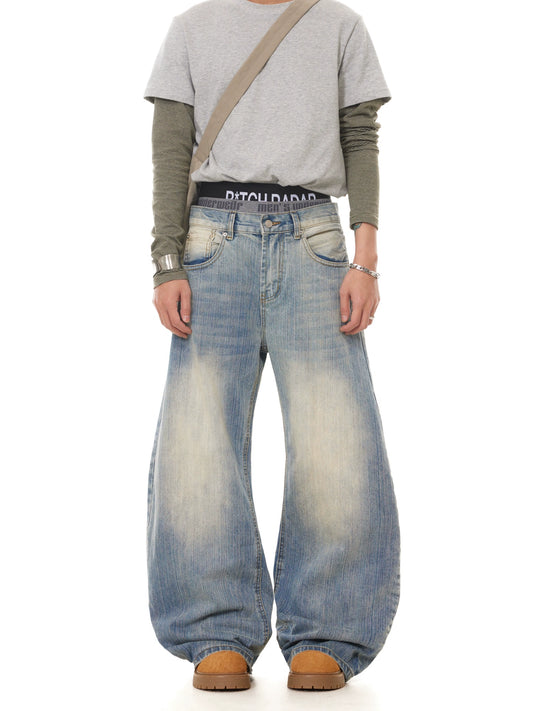 TJ10118 Baggy Retro Blue Washed Jeans