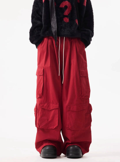 TJ10131 Multi-Pocket Wide-Leg Cargo Pants