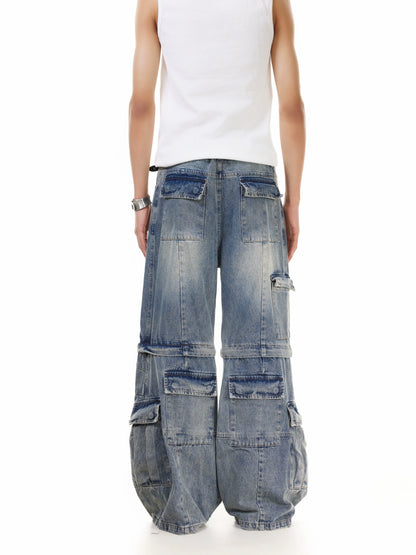 TJ10141 Cargo Detachable Deconstructed Bootcut Jeans
