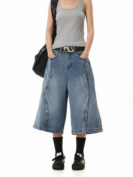 TJ10116 Baggy Deconstructed Vintages Washed Jorts