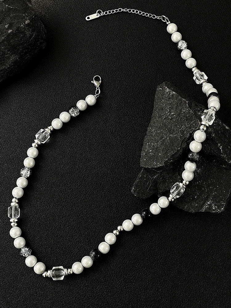 VOYAGE pearl stitching necklace men's high-end design trend men's light luxury niche clavicle chain accessories women