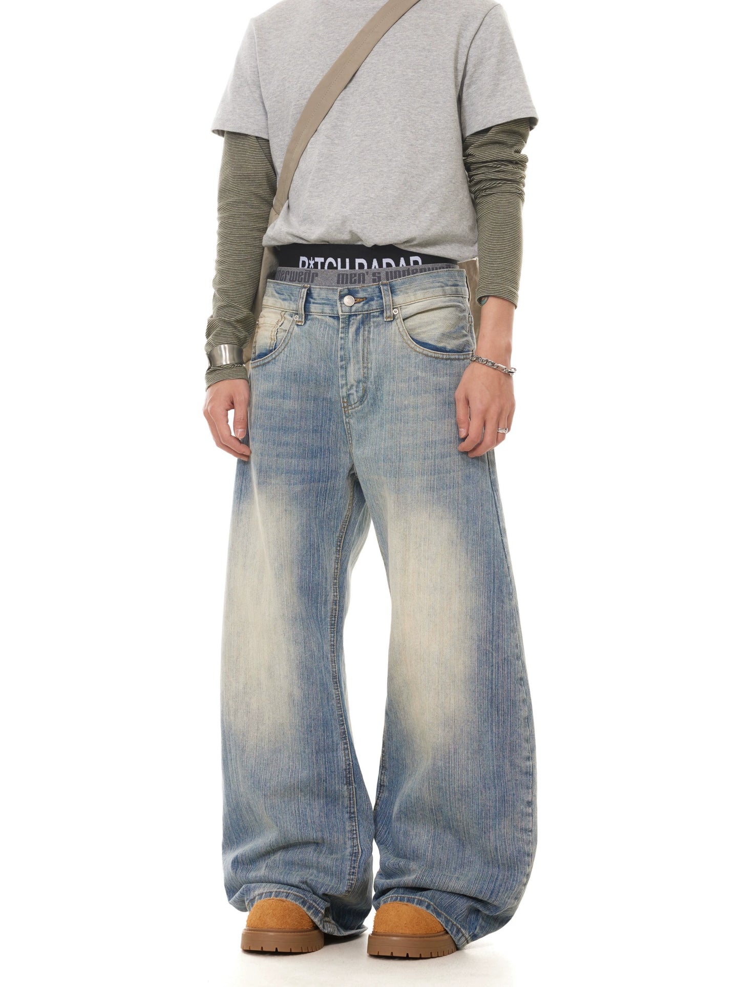 TJ10118 Baggy Retro Blue Washed Jeans