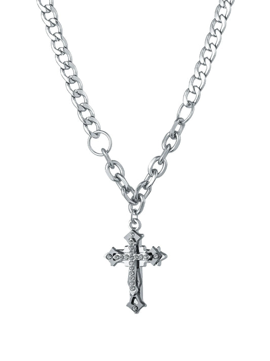 Cross pendant men's necklace men's fashion accessories high-quality men's american hip hop retro titanium steel chain
