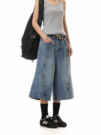TJ10116 Baggy Deconstructed Vintages Washed Jorts