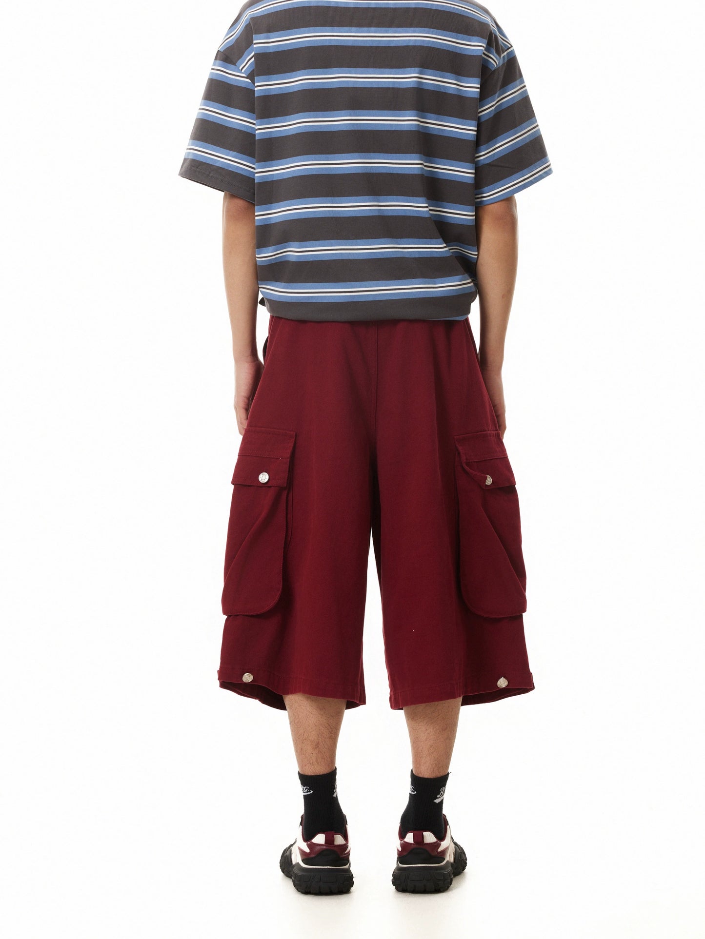 TJ10140 Baggy Multi Pockets Pleated Jorts