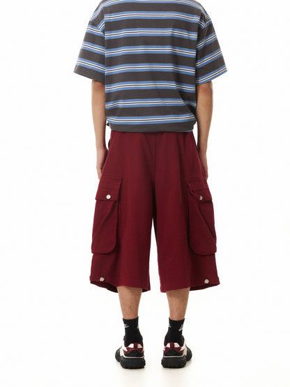 TJ10140 Baggy Multi Pockets Pleated Jorts