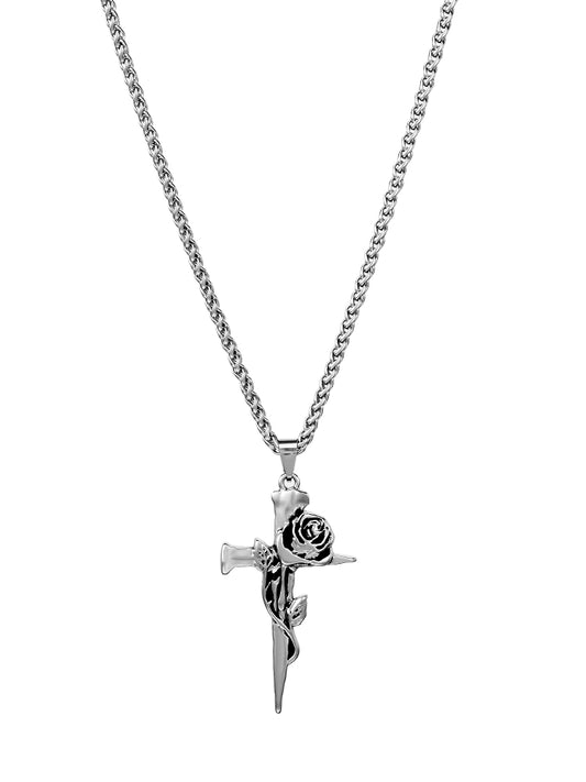 VOYAGE Rose Cross Pendant Men's Necklace Men's Trendy Men's Fashion Brand Versatile Niche Chain Accessories