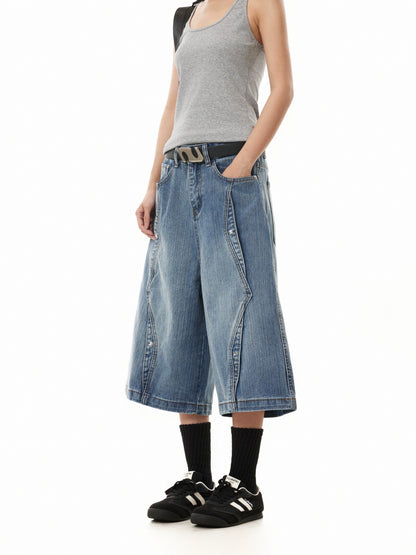 TJ10116 Baggy Deconstructed Vintages Washed Jorts