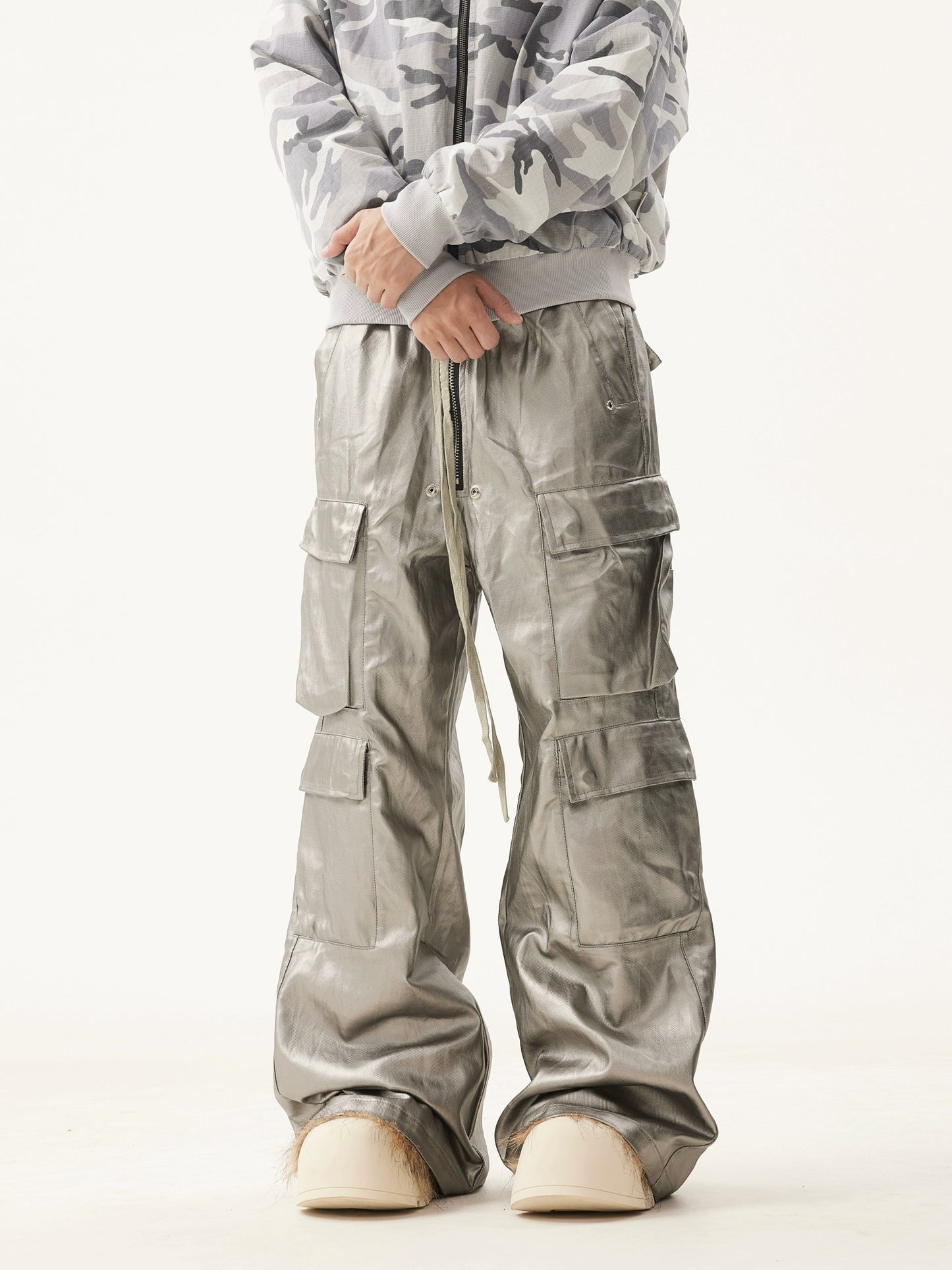 TJ10052 Baggy Cargo Trousers/ Silver Haze
