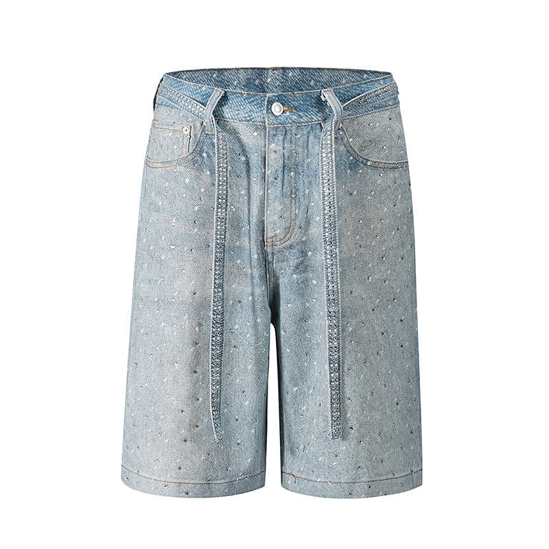 TJ10103 Baggy Starry Diamond Jeans Shorts