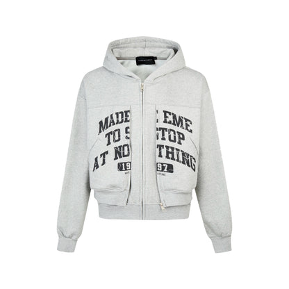 HS10036 Oversized hoodie/ college double zip