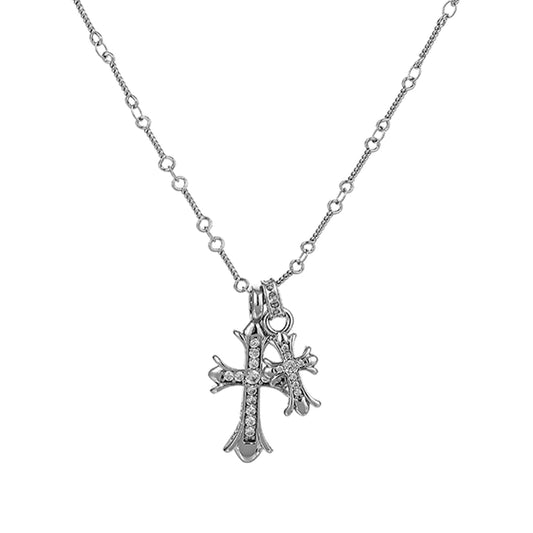 CN1019 Double Cross Necklace