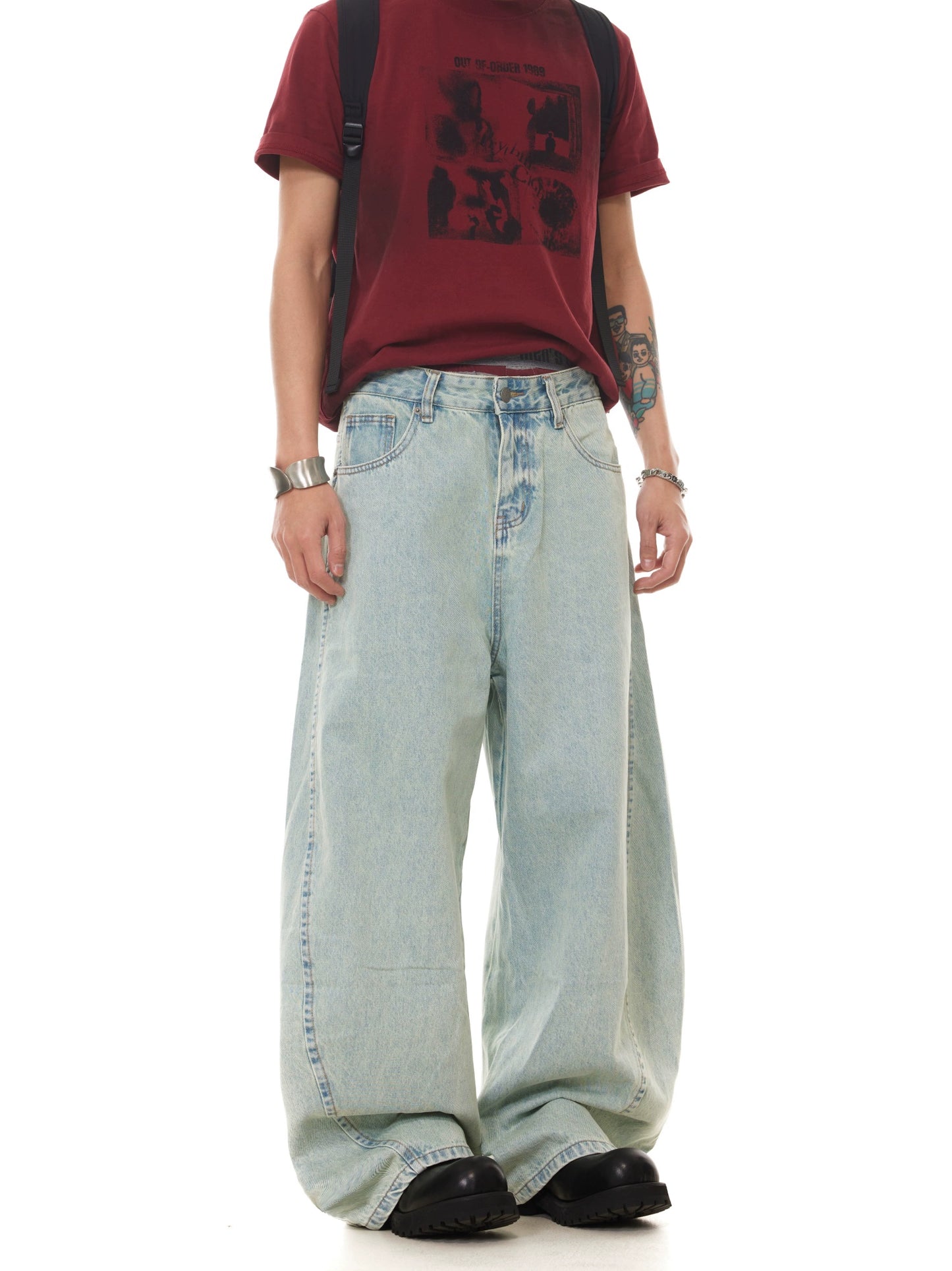 TJ10106 Baggy Icy Blue Washed Jeans