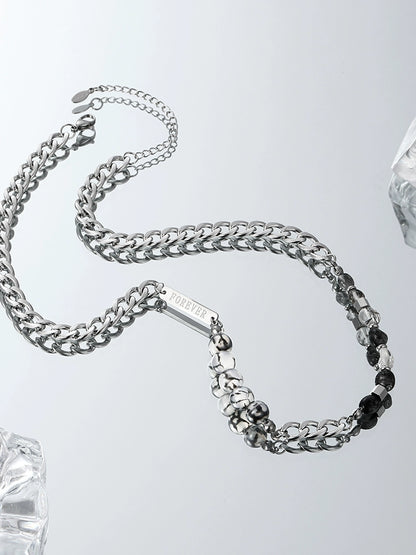 VOYAGE natural stone beaded men's necklace men's titanium steel men's collarbone chain trendy brand versatile luxury accessories