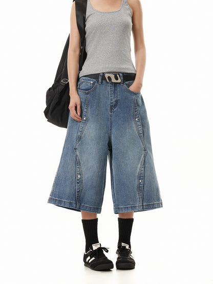 TJ10116 Baggy Deconstructed Vintages Washed Jorts