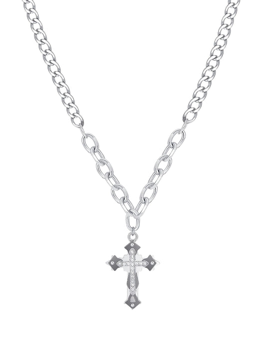 Cross pendant necklace men's daily fashion brand versatile men's autumn and winter clavicle sweater chain men's sweatshirt accessories
