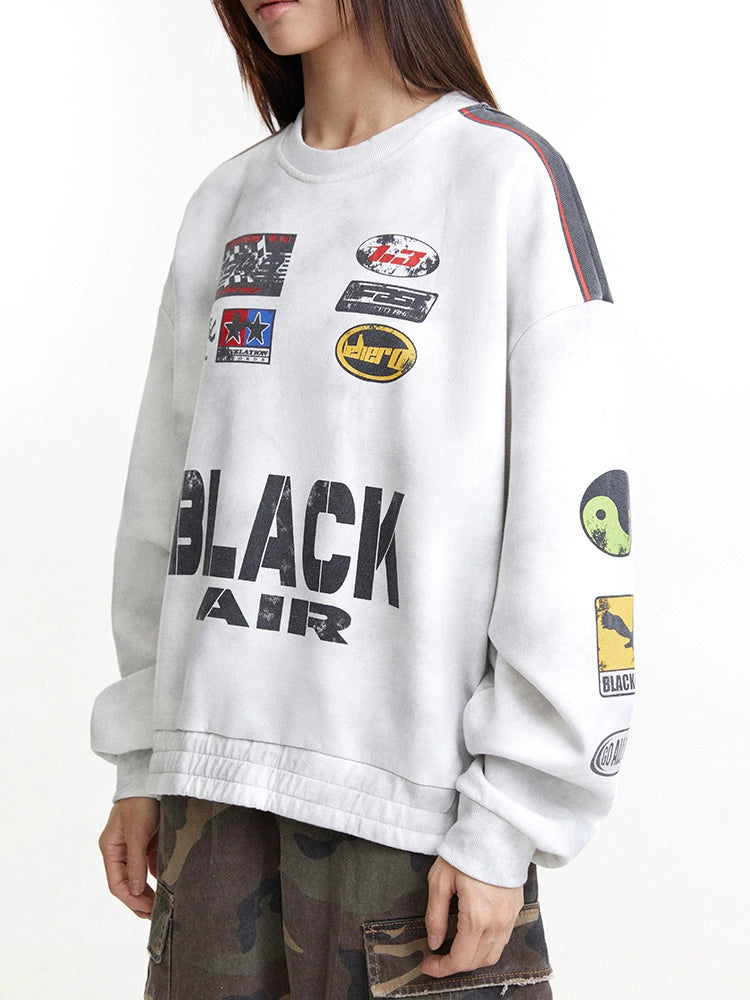 HS10030 Oversized sweater/ Faded Racing Theme