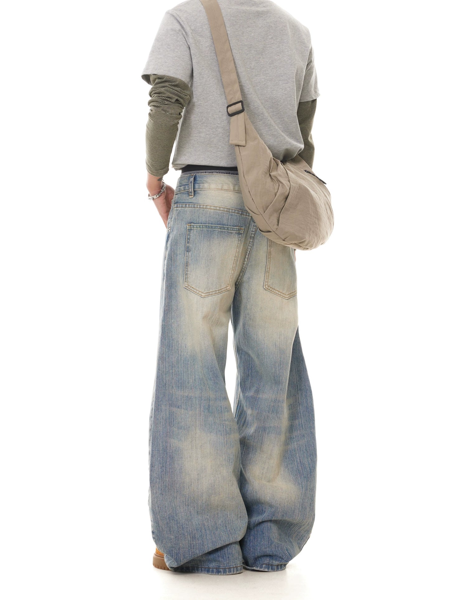 TJ10118 Baggy Retro Blue Washed Jeans