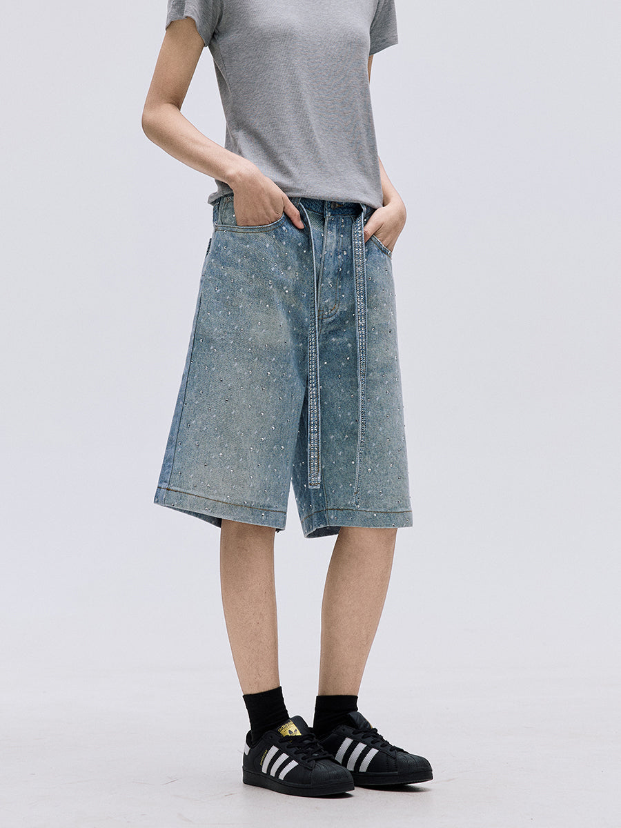 TJ10103 Baggy Starry Diamond Jeans Shorts