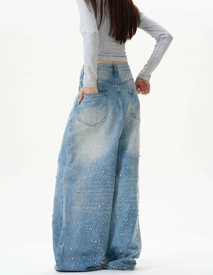 TJ10119 Diamond Wide-Leg Jeans