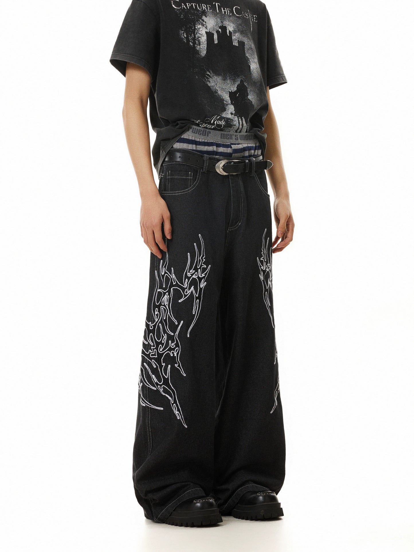 TJ10112 Baggy Frostburn Embroidered Trousers