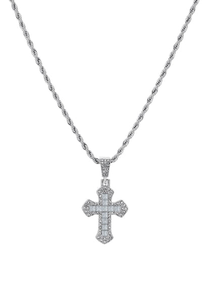 Cross zircon necklace men's high-end sense niche men's collarbone sweater chain trendy handsome style boys accessories