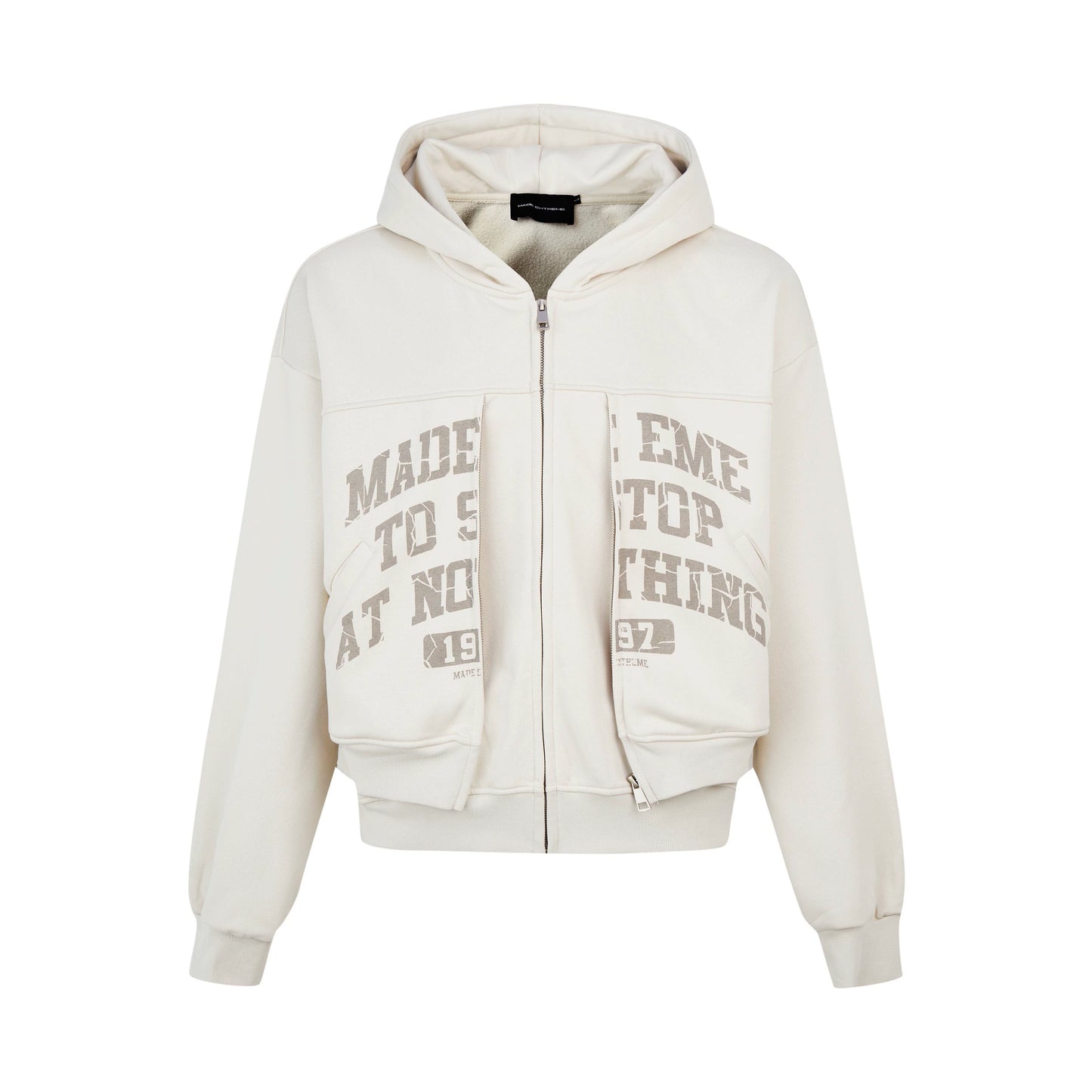 HS10036 Oversized hoodie/ college double zip
