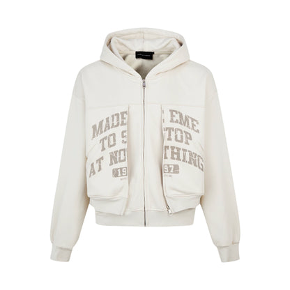 HS10036 Oversized hoodie/ college double zip